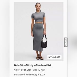 🍋 Nulu Slim-Fit High-Rise Maxi Skirt Size L Solar Grey